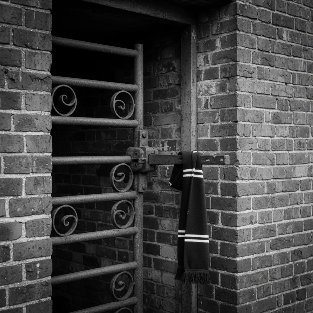 Vintage turnstile and stadium bricks